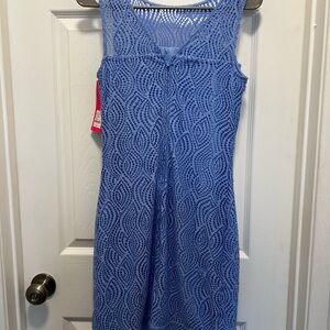 Lilly Pulitzer Blue Leaf Lace Dress